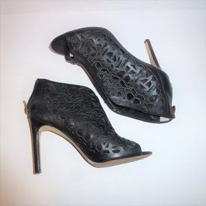 Vince Camuto Laser Cut Leather Peep Toe Booties